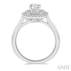 Round Shape Semi-Mount Halo Diamond Engagement Ring