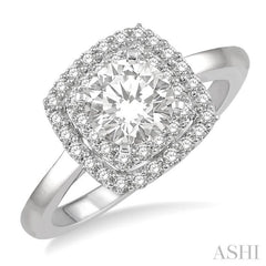 Round Shape Halo Diamond Engagement Ring