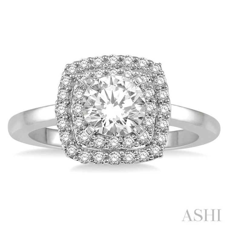 Round Shape Halo Diamond Engagement Ring