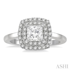 Princess Shape Semi-Mount Halo Diamond Engagement Ring