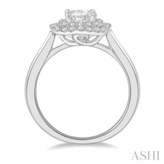 Princess Shape Semi-Mount Halo Diamond Engagement Ring