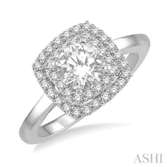 Round Shape Semi-Mount Halo Diamond Engagement Ring