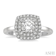 Round Shape Semi-Mount Halo Diamond Engagement Ring