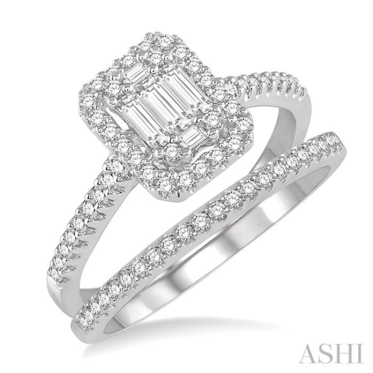 Halo Fusion Diamond Wedding Set