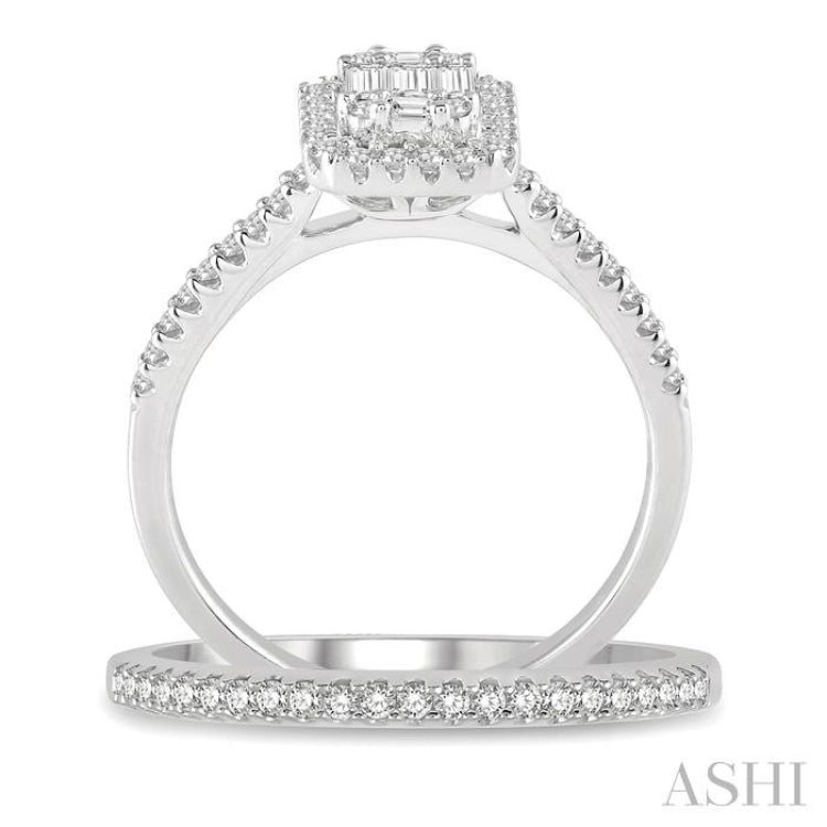 Halo Fusion Diamond Wedding Set