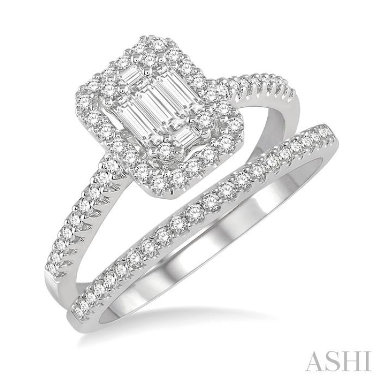 Halo Fusion Diamond Wedding Set