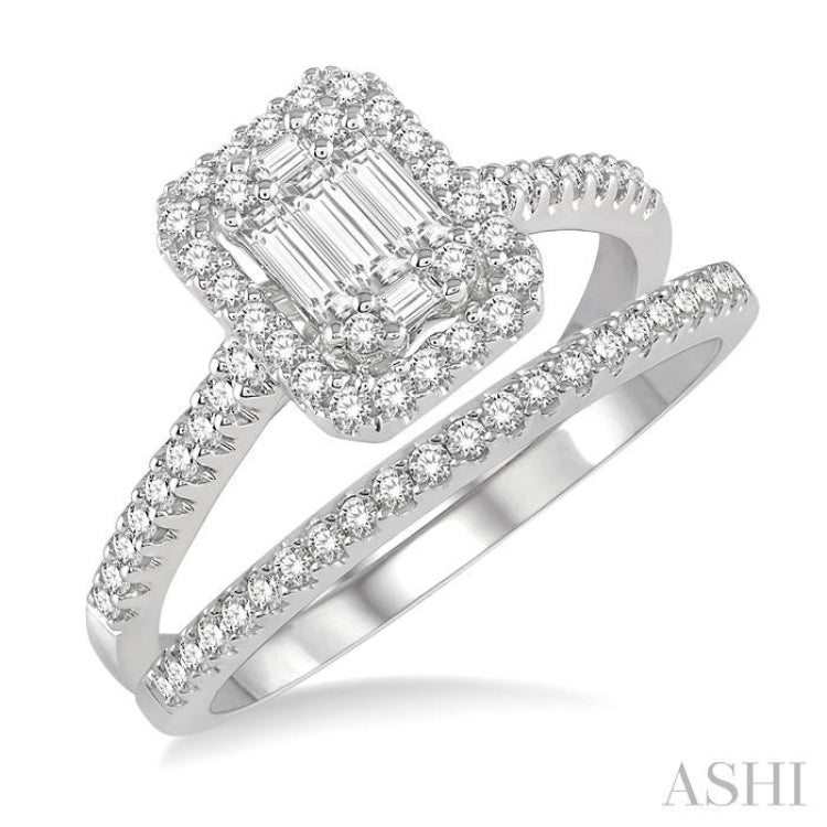 Halo Fusion Diamond Wedding Set