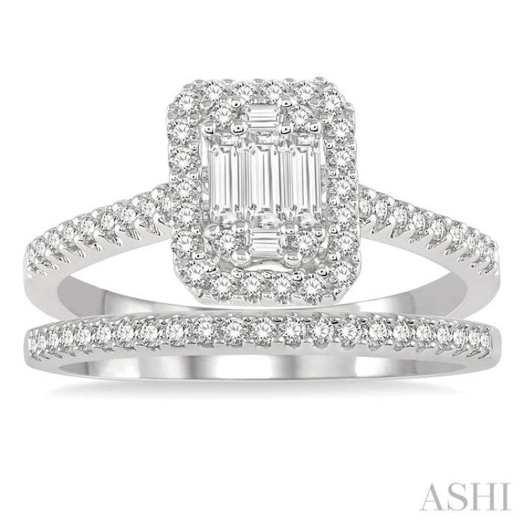 Halo Fusion Diamond Wedding Set