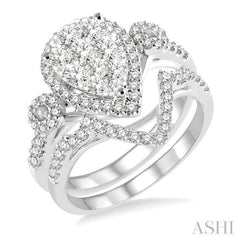 Pear Shape Halo Lovebright Diamond Wedding Set