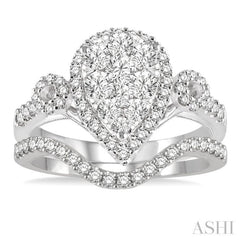 Pear Shape Halo Lovebright Diamond Wedding Set