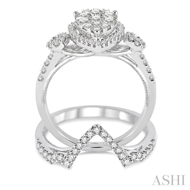 Pear Shape Halo Lovebright Diamond Wedding Set