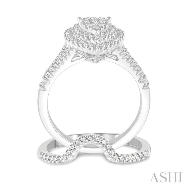 Pear Shape Halo Lovebright Diamond Wedding Set