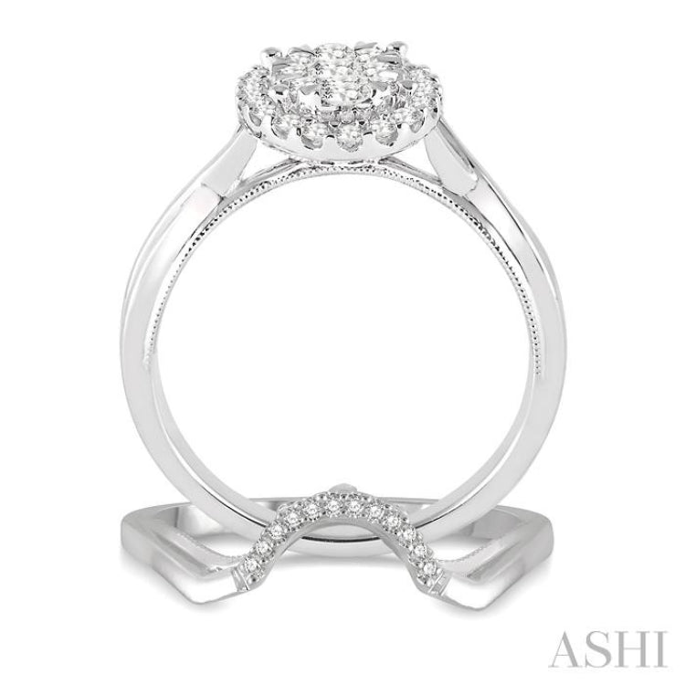 Oval Shape Halo Lovebright Diamond Wedding Set