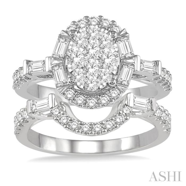 Oval Shape Halo Lovebright Diamond Wedding Set