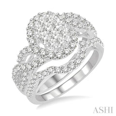 Oval Shape Halo Lovebright Diamond Wedding Set