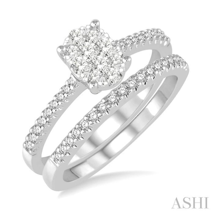 Oval Shape Lovebright Diamond Wedding Set