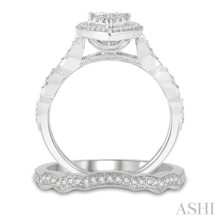 Pear Shape Halo Lovebright Diamond Wedding Set