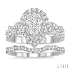 Pear Shape Halo Lovebright Diamond Wedding Set