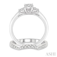 Round Shape Past Present & Future Lovebright Diamond Wedding Set