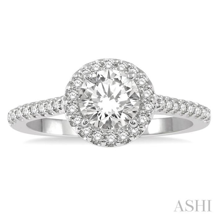 Round Shape Halo Diamond Engagement Ring