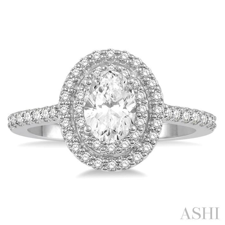 Oval Shape Halo Diamond Engagement Ring