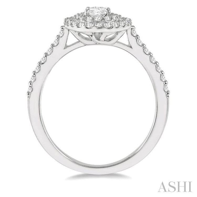 Oval Shape Halo Diamond Engagement Ring