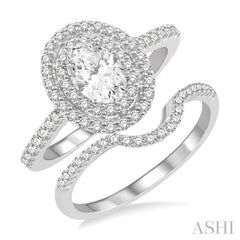 Oval Shape Halo Diamond Wedding Set