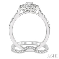 Oval Shape Halo Diamond Wedding Set