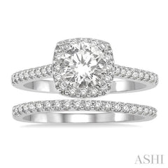 Round Shape Halo Diamond Wedding Set