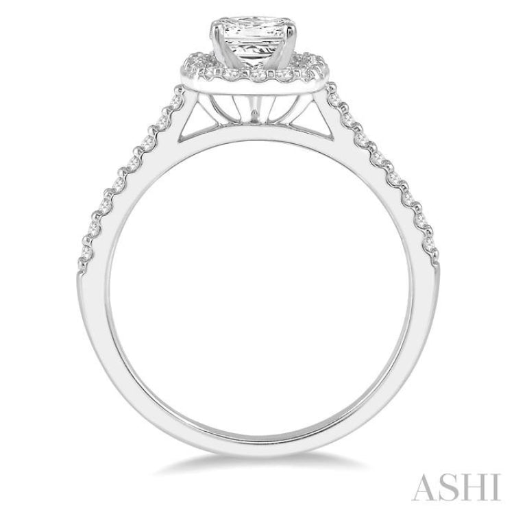 Princess Shape Halo Diamond Engagement Ring