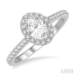 Oval Shape Halo Diamond Engagement Ring