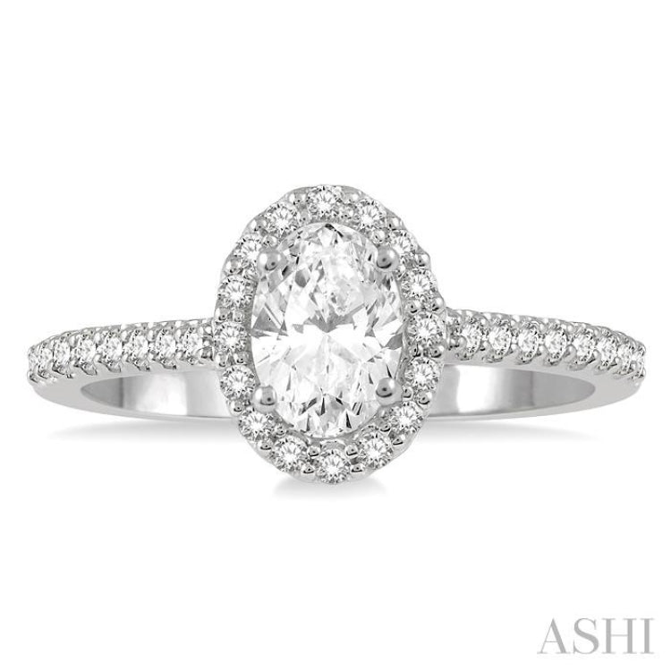 Oval Shape Halo Diamond Engagement Ring