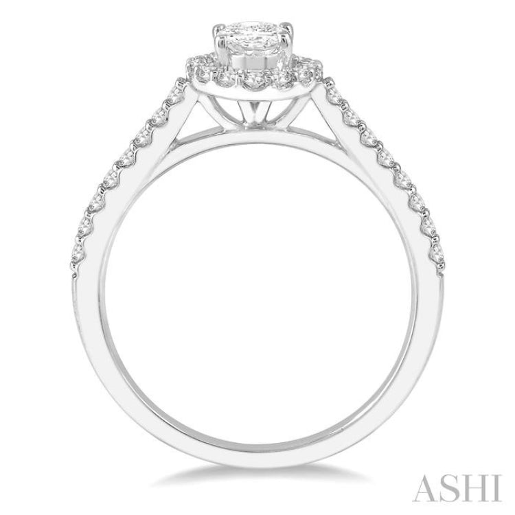 Oval Shape Halo Diamond Engagement Ring