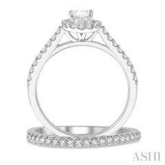 Oval Shape Halo Diamond Wedding Set