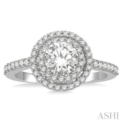 Round Shape Halo Diamond Engagement Ring