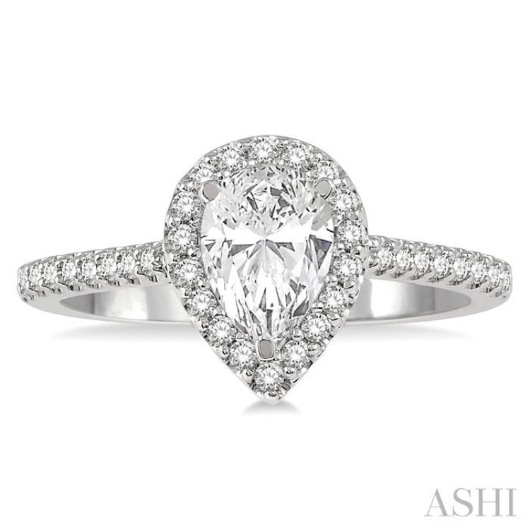 Pear Shape Halo Diamond Engagement Ring