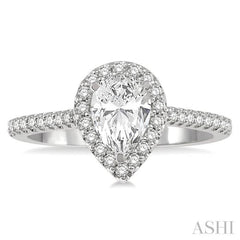 Pear Shape Halo Diamond Engagement Ring