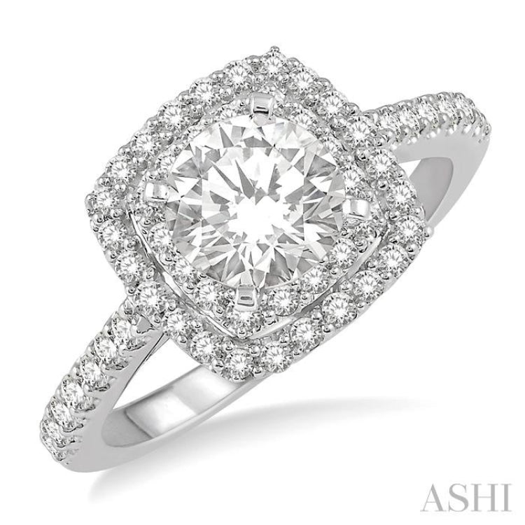 Round Shape Halo Diamond Engagement Ring