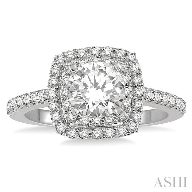 Round Shape Halo Diamond Engagement Ring