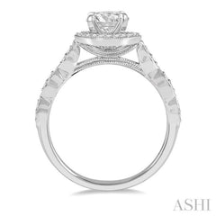 Round Shape Semi-Mount Halo Diamond Engagement Ring