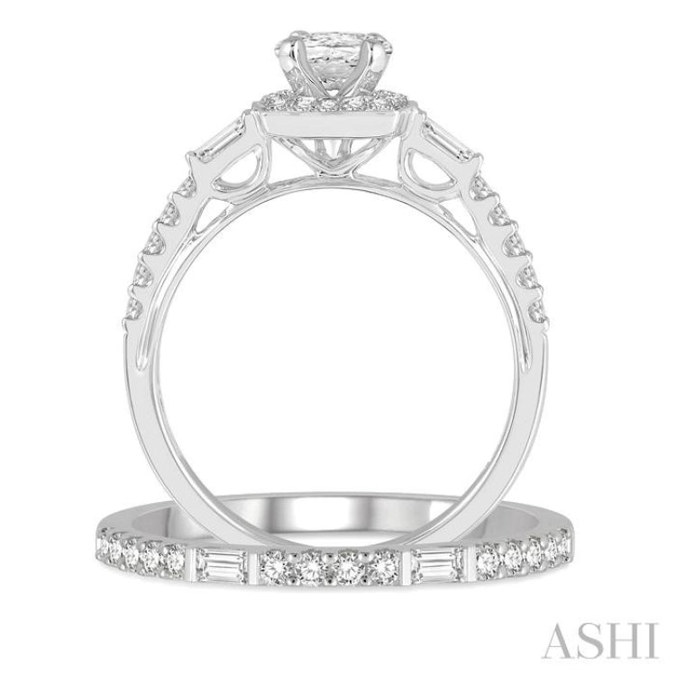 Oval Shape Halo Diamond Wedding Set