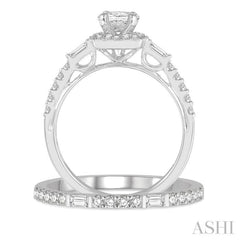 Oval Shape Halo Diamond Wedding Set