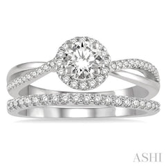 Round Shape Halo Diamond Wedding Set