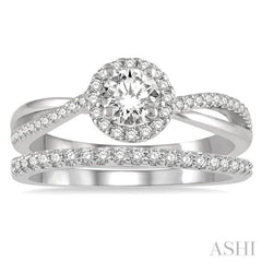 Round Shape Halo Diamond Wedding Set