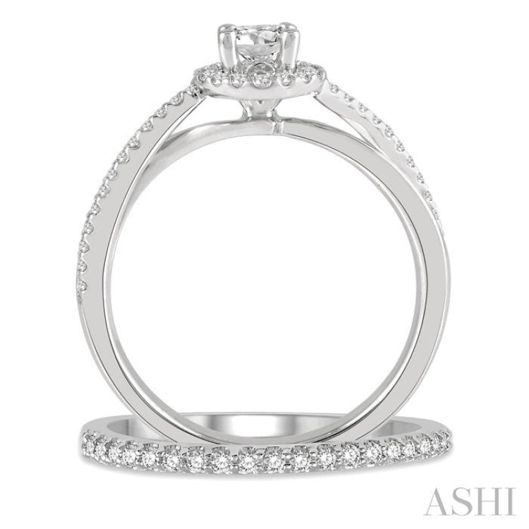 Round Shape Halo Diamond Wedding Set