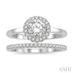 Round Shape Halo Diamond Wedding Set