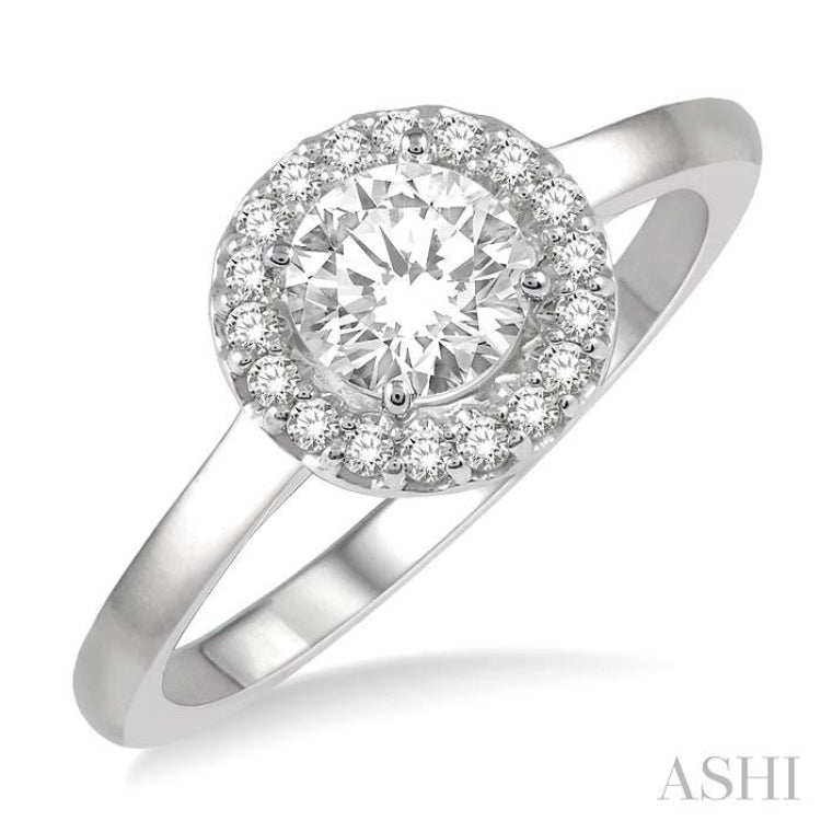 Round Shape Halo Diamond Engagement Ring