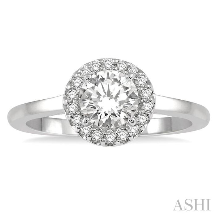 Round Shape Halo Diamond Engagement Ring