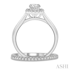 Round Shape Halo Diamond Wedding Set