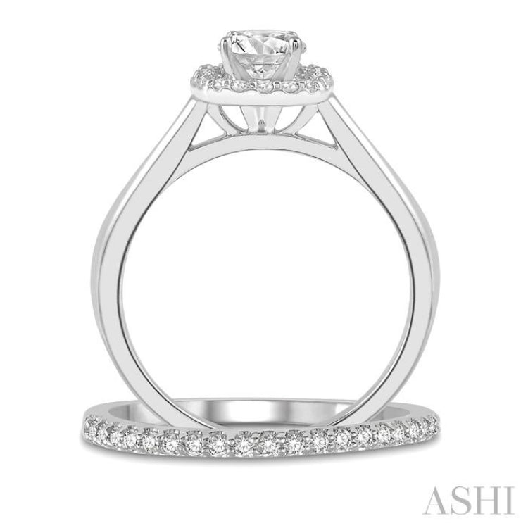 Round Shape Halo Diamond Wedding Set